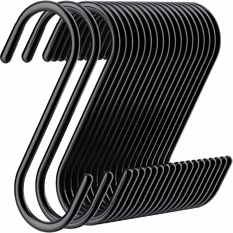 Set of 10 Sturdy Black S Hooks – Versatile, Durable, and Convenient for Home, Garage, and Kitchen Storage