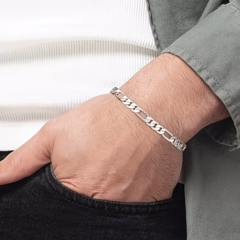 925 Silver Minimalist Figaro Bracelet for Women – Elegant, Timeless, and Versatile