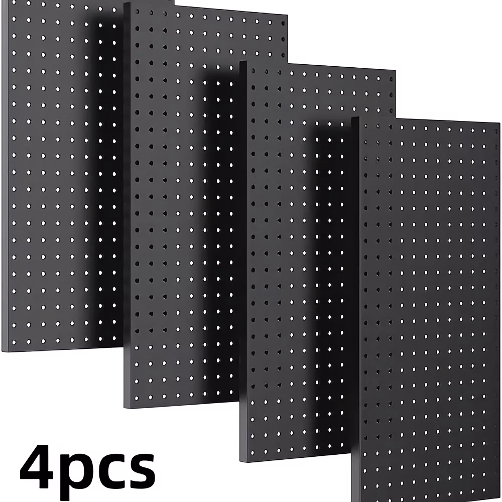 4 Pack Wall Mounted Metal Pegboard Panels – Heavy Duty Storage Solution for Garage, Workshop, and Craft Room Organization