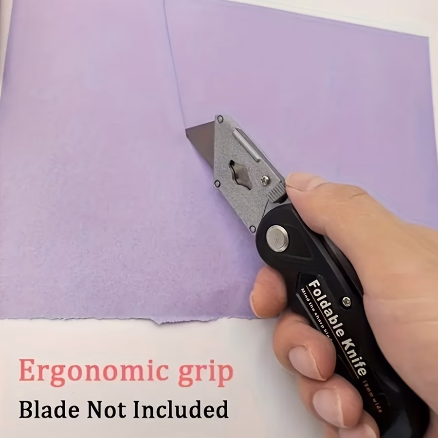 Folding Utility Knife with Stainless Steel Head – Heavy Duty Box Cutter for Carton, Carpet, and Plastic Cutting