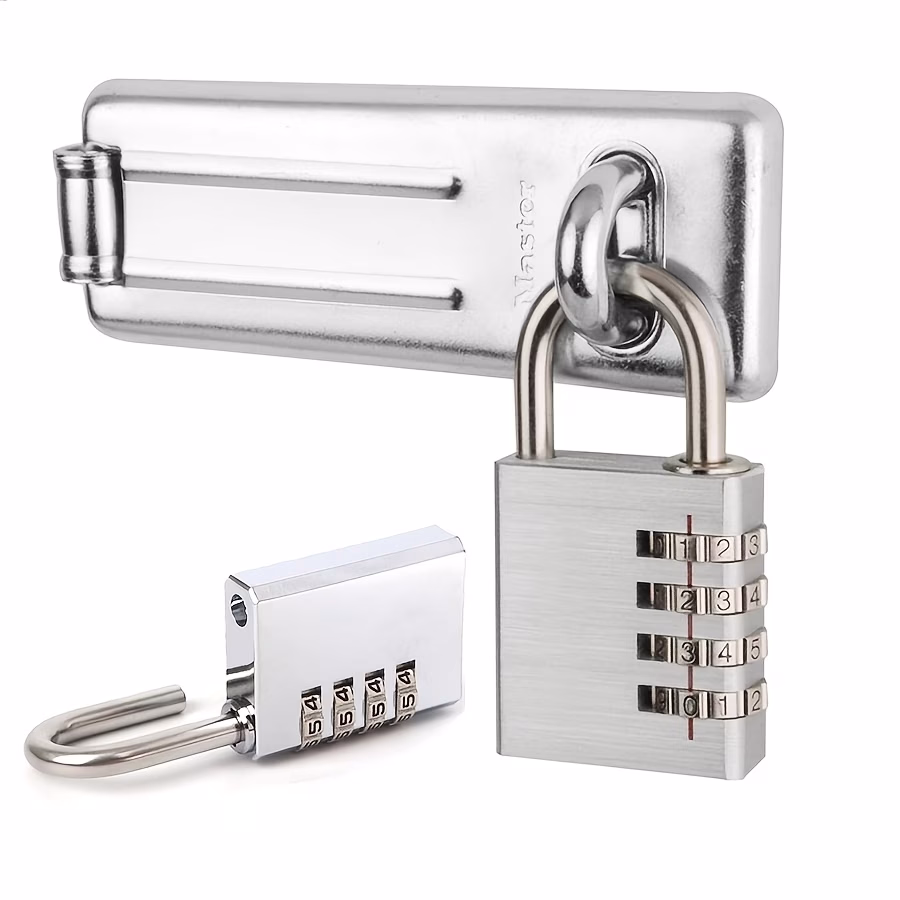 4 Digit Resettable Combination Lock – 304 Stainless Steel and Shackle Padlock for Sheds, Cabinets, and Lockers