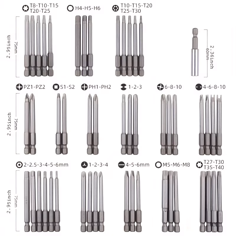 50pcs Heavy-Duty Magnetic Screwdriver Bit Set – Precision Bits for Automotive, Electronics, and General Repairs
