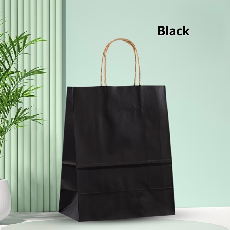 Small Black Paper Bags with Handles – Ideal for Party Favors, Retail Packaging, and More