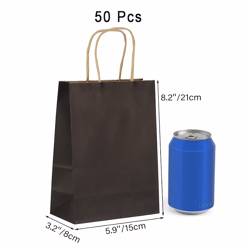 Small Black Paper Bags with Handles – Ideal for Party Favors, Retail Packaging, and More