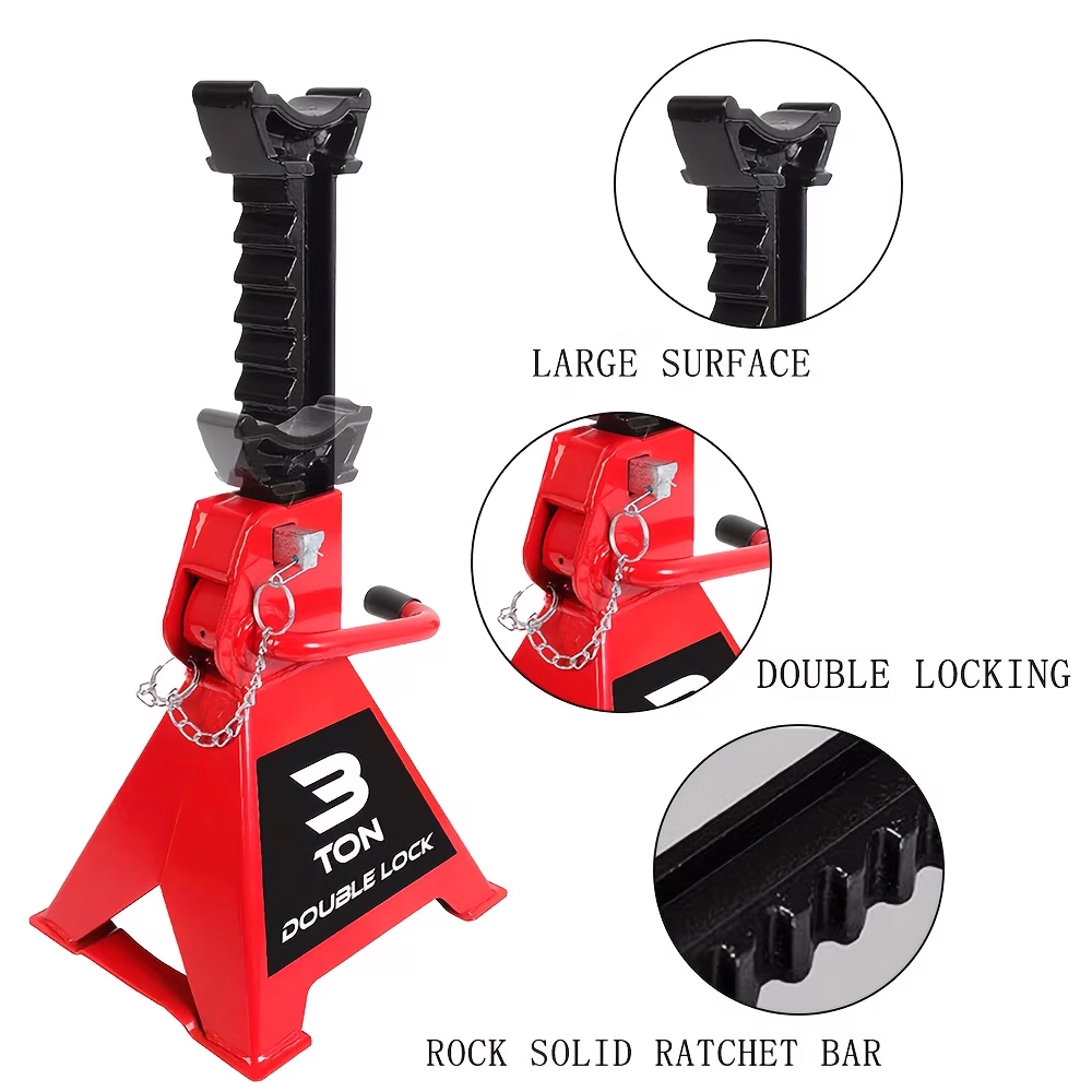 Red Double-lock Car Jack – 3-Ton Load Capacity for SUVs, Pickup Trucks, and UTVs/ATVs