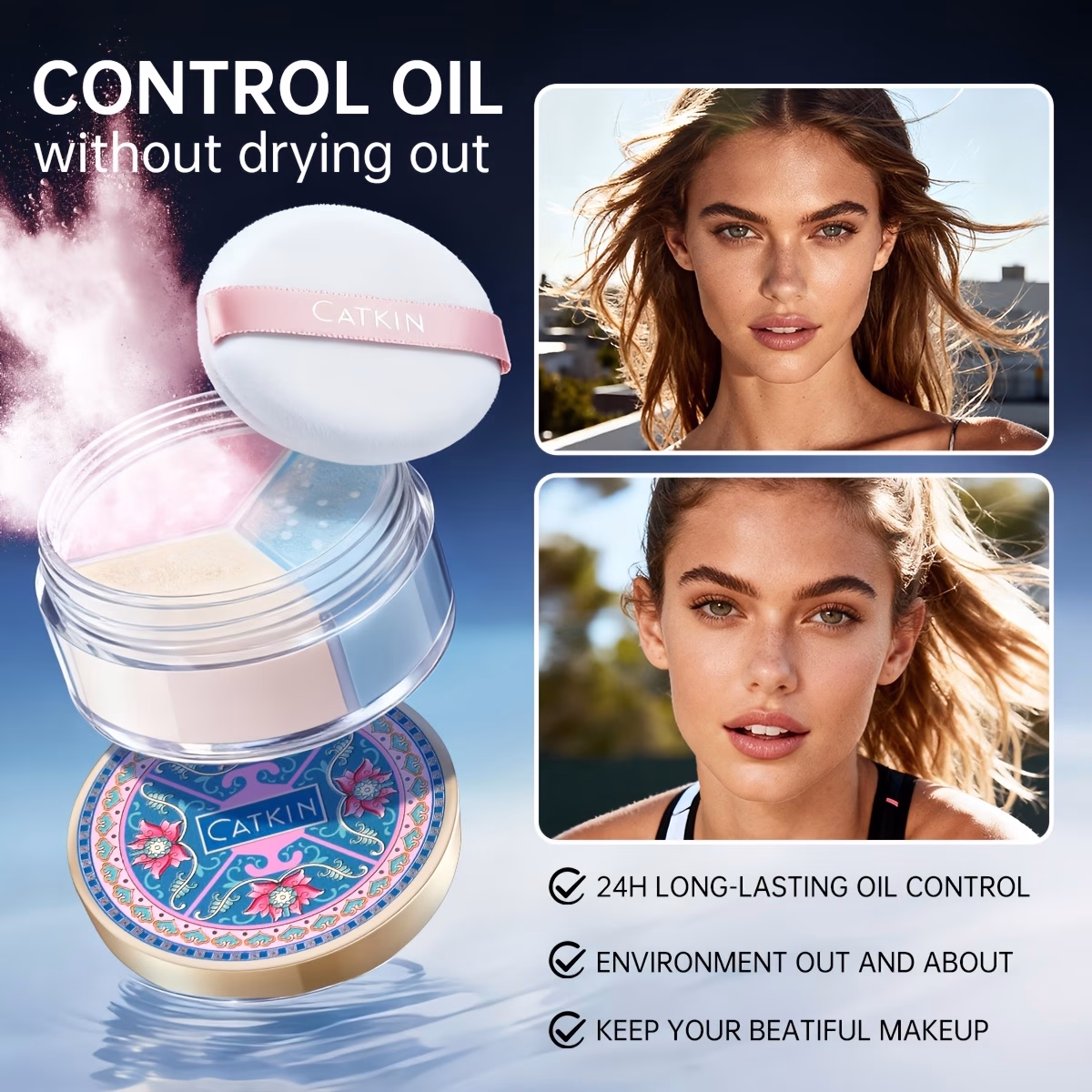 CATKIN 3-Colors Loose Finishing Powder – Matte, Smooth Finish for All-Day Perfection