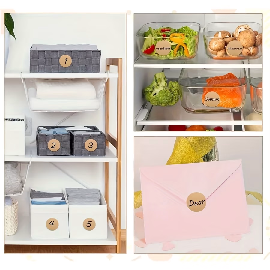 Kraft Circle Stickers in Two Rolls – 1000pcs Round Blank Dot Labels for Easy Organization and Labeling