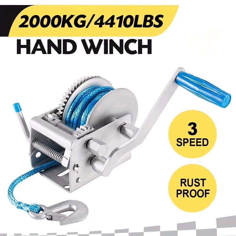 Robust 2000KG/4410LBS Manual Winch – Powerful and Reliable Winching for Boats and Cars