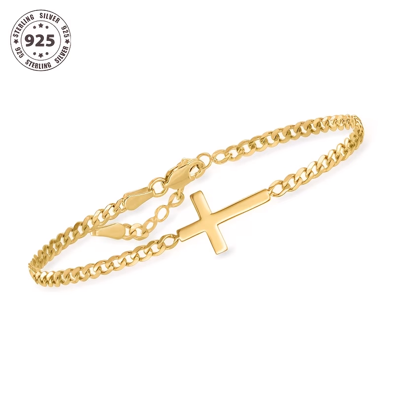 925 Silver Adjustable Side Cross Bracelet for Women – Elegant and Meaningful Jewelry for Every Occasion