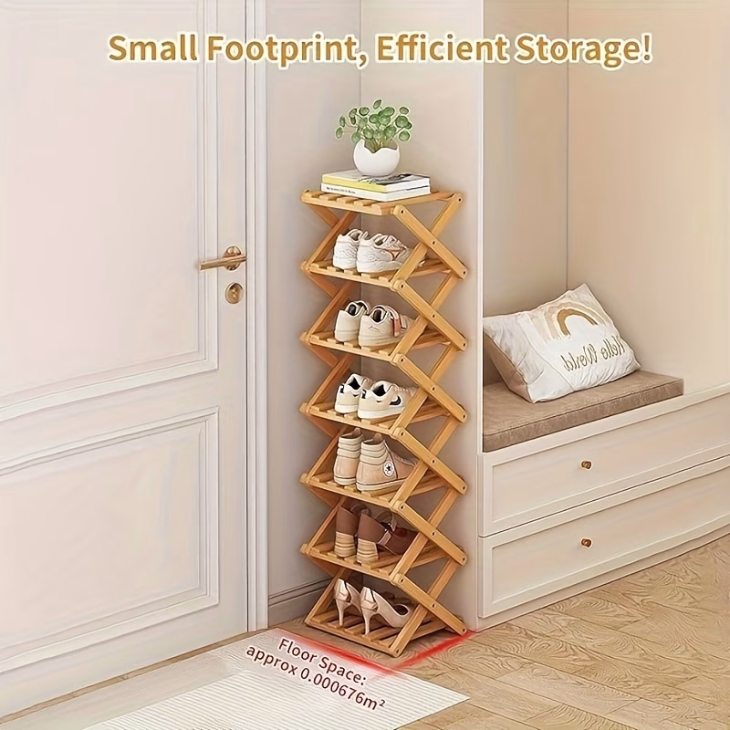 Folding Bamboo Shoe Rack – Stylish and Space-Saving Storage Solution for Small Spaces