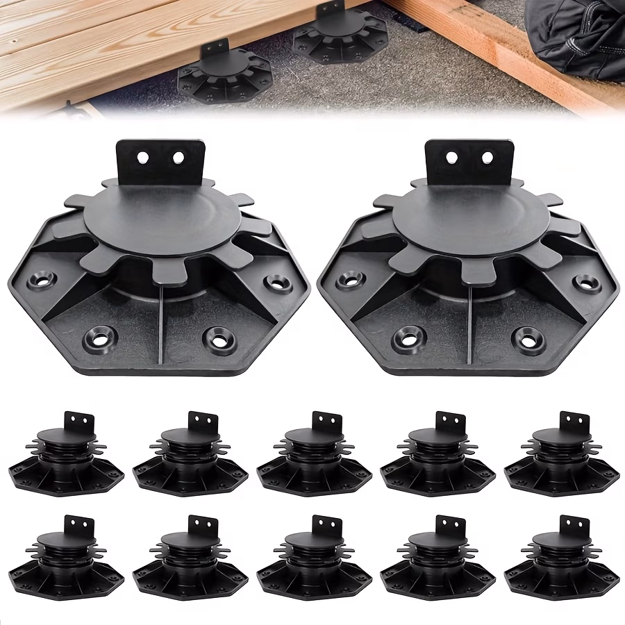 Set of 10 Adjustable Supports for Decking – Strong and Reliable Support for Wood and Composite Decking
