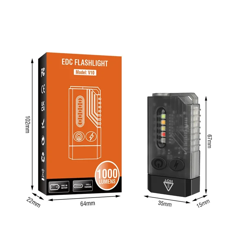 Small Powerful EDC Flashlight with Red UV Blue Light