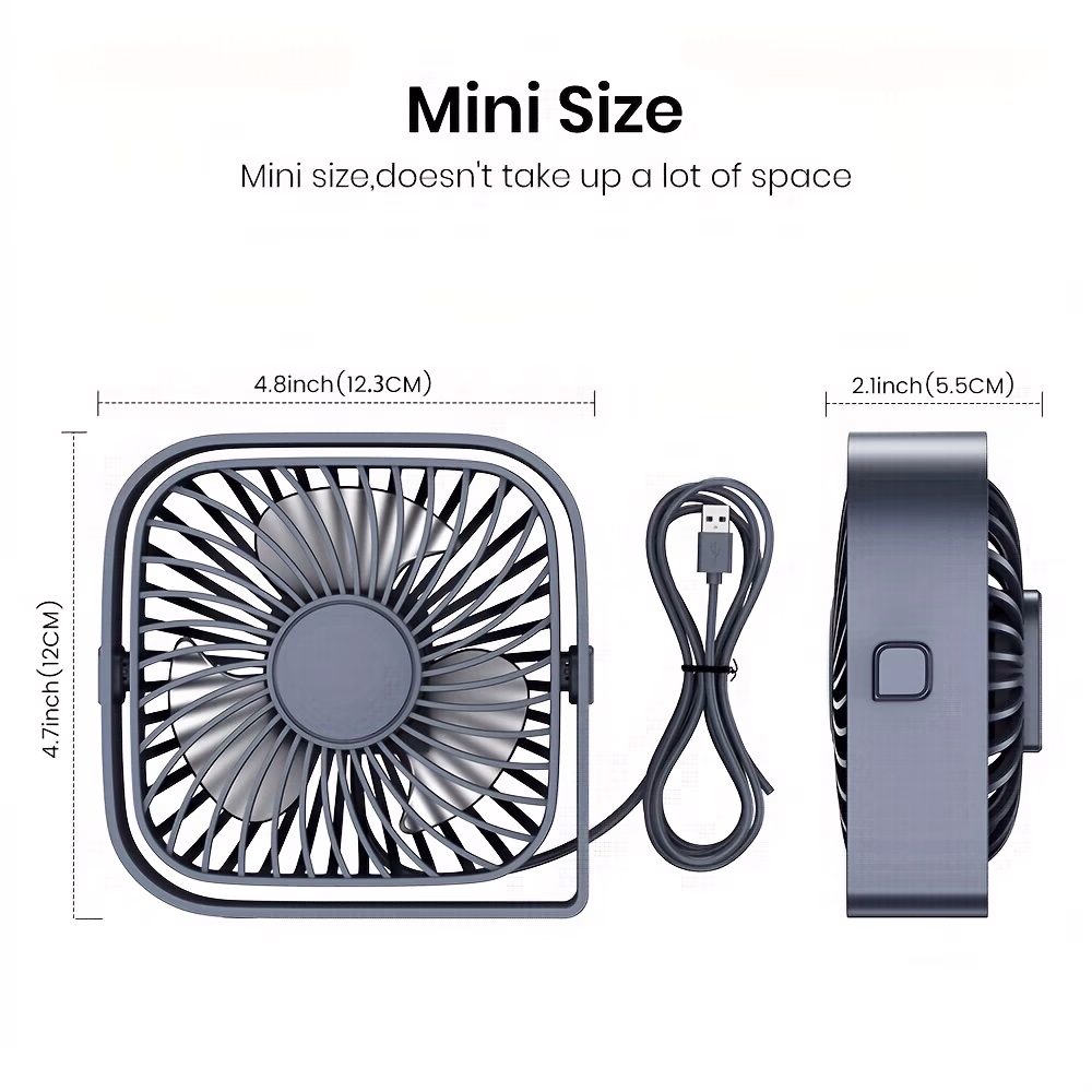 TOPK Portable USB Desk Fan – Stay Cool & Comfortable Anywhere with 3 Speeds & 360° Silent Operation