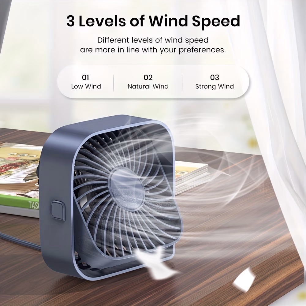 TOPK Portable USB Desk Fan – Stay Cool & Comfortable Anywhere with 3 Speeds & 360° Silent Operation