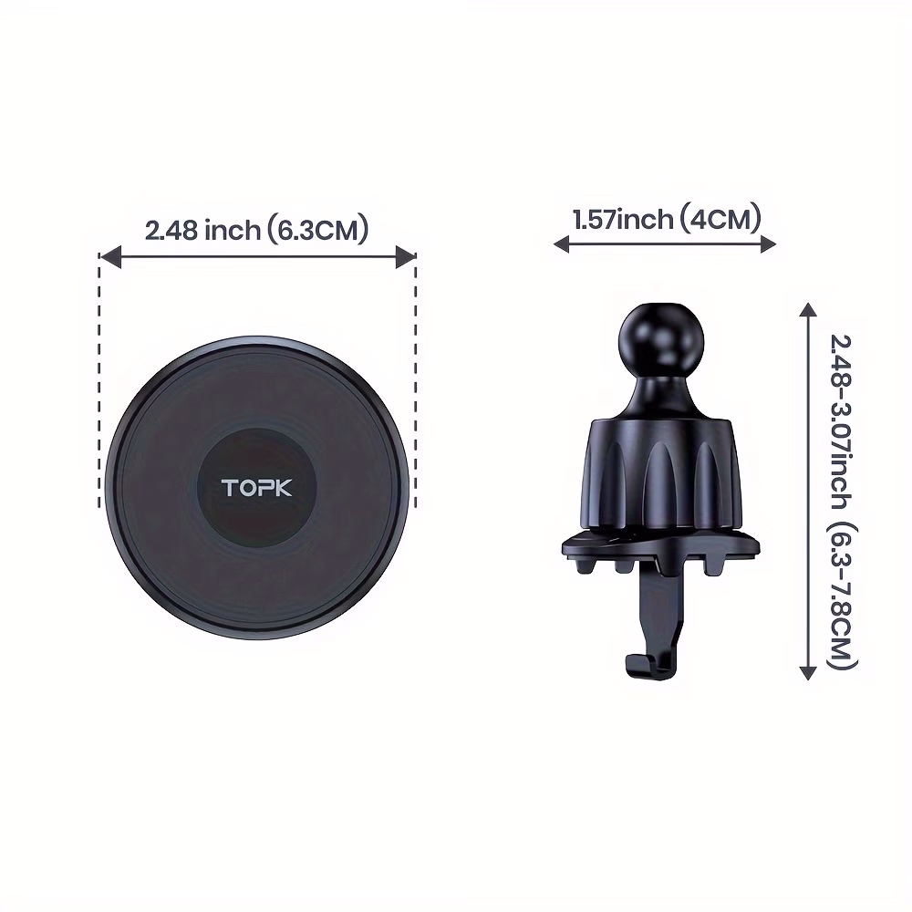 TOPK Magnetic Car Phone Holder – Powerful Magnetism with Heavy-Duty ABS Construction for Single-Hand Operation