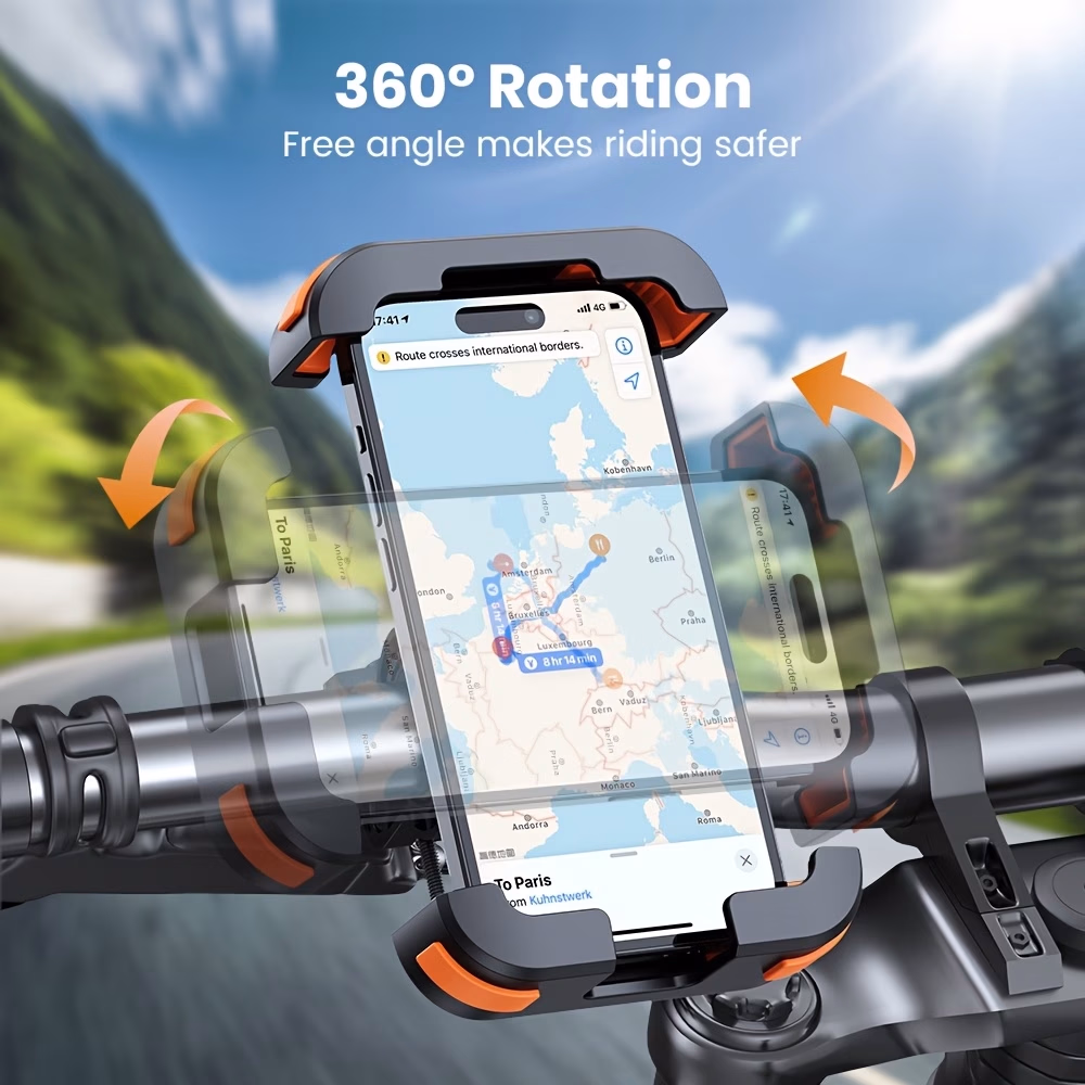 TOPK Bicycle Phone Mount – Universal Motorcycle Phone Holder with 360° Rotation for Smartphones (11.94-18.29cm)