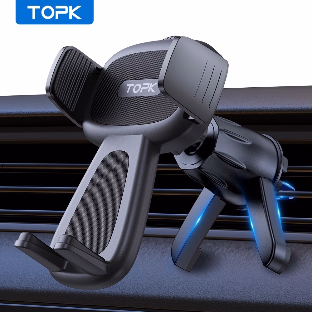 TOPK D57-S Vehicle Phone Mount – Enhanced Metal Hook Mobile Holder for Car Air Vent, Compatible with All Smartphones