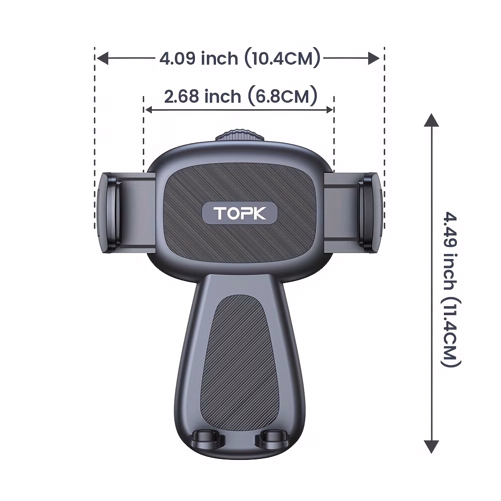 TOPK D57-S Vehicle Phone Mount – Enhanced Metal Hook Mobile Holder for Car Air Vent, Compatible with All Smartphones