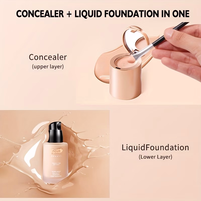 Novo Concealer & Foundation Combo – Waterproof, Sweat-Resistant, and Imperfection-Hiding Formula for a Natural Finish