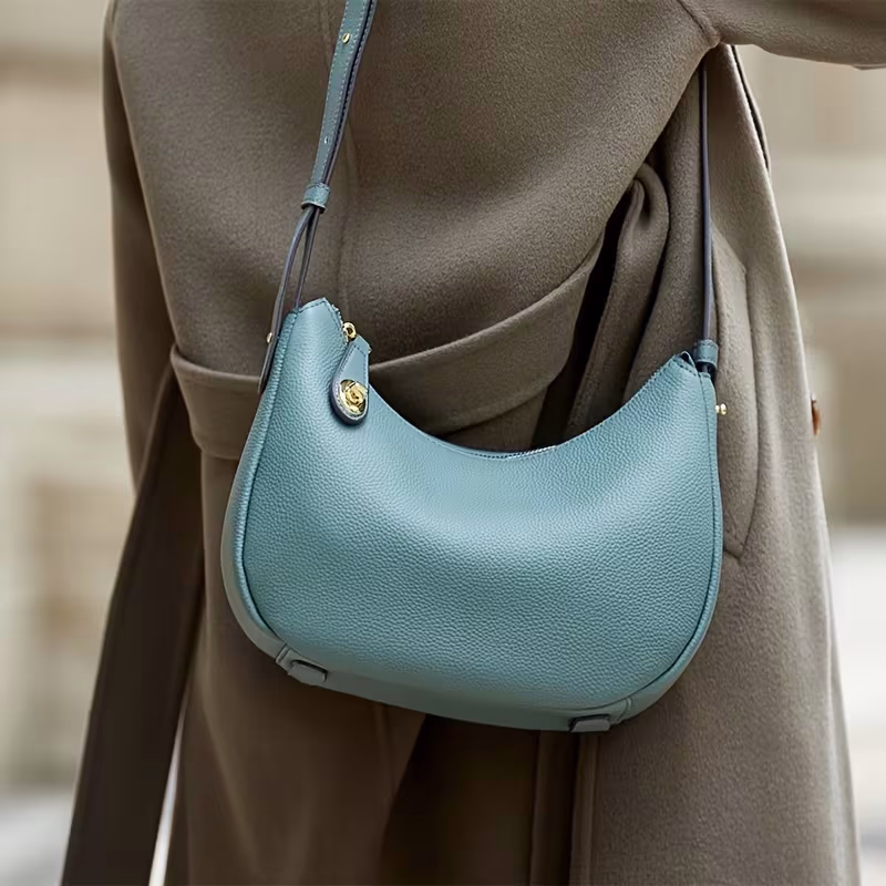 ZOOLER Premium Top-Grain Genuine Leather Women's Handbag – 2026 New Moon Bag, Stylish, Large-Capacity Shoulder and Crossbody Bag