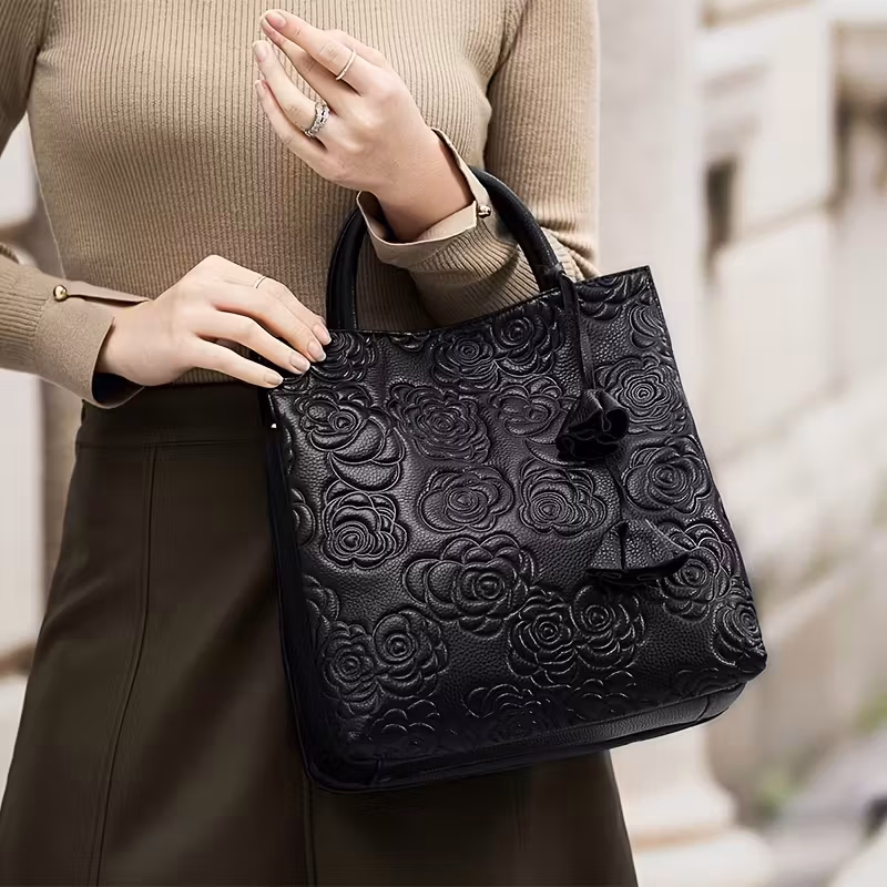 ZOOLER Elegant Zipper Tote Bag – Women’s Fashion Handbag with Casual Floral Pattern for Work and Everyday Use