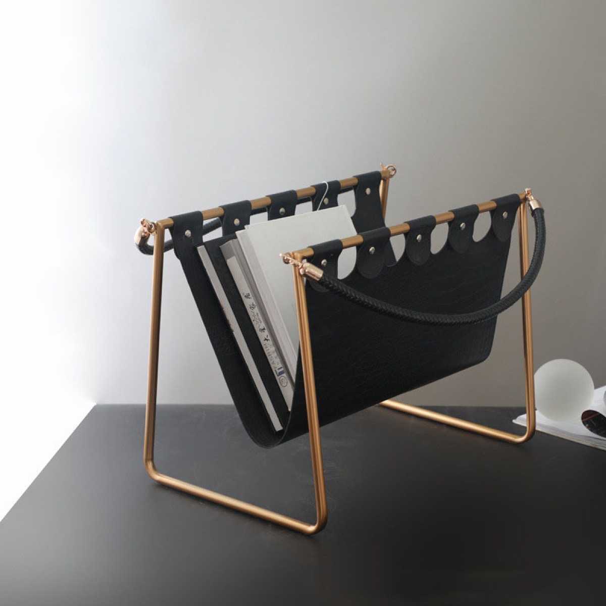 Leather Magazine Rack