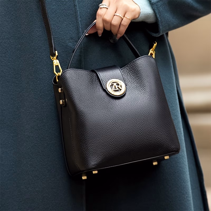 ZOOLER First Layer Cowhide Bucket Bag Women’s 2025 New Style Fashionable Easy High-End Bag – Versatile Crossbody Bag