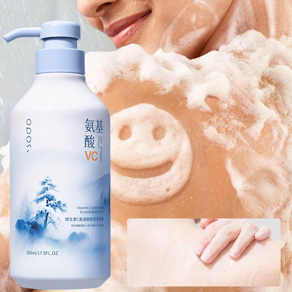 OPOSI Vitamin C Amino Acid Fragrance Shower Gel – 500ml, Fine and Rich Foam, Fresh and Elegant Scent, Long-Lasting Fragrance, Keeps Skin Moisturized and Prevents Dryness, Controls Oil, Gentle Cleansing, No Residue, Practical, Family Size, Suitable for All