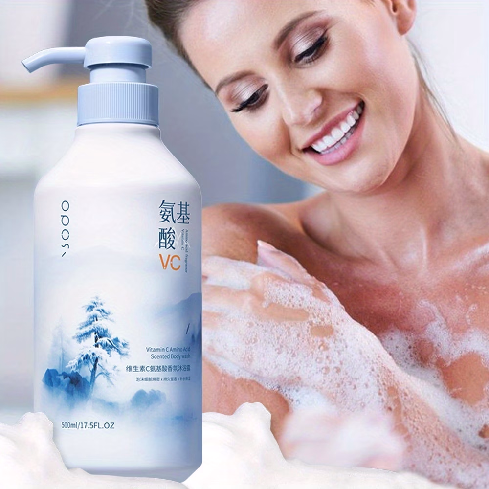 OPOSI Vitamin C Amino Acid Fragrance Shower Gel – 500ml, Fine and Rich Foam, Fresh and Elegant Scent, Long-Lasting Fragrance, Keeps Skin Moisturized and Prevents Dryness, Controls Oil, Gentle Cleansing, No Residue, Practical, Family Size, Suitable for All