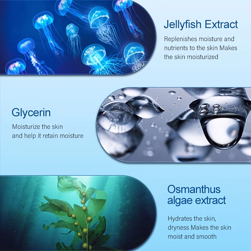 OPOSI 5pcs Deep Sea Jellyfish Hydrating Mask – Deeply Locks in Moisture, Nourishes the Skin, Smoothes and Brightens, Skin Is Soft and Hydrated, Gentle Care for All Skin Types, with Jellyfish Extracts