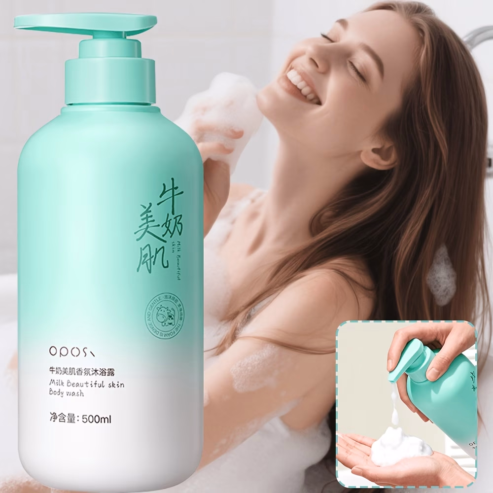 OPOSI Milk Moisturizing Fragrance Shower Gel – Translucent and Hydrating, Improves Dryness, Deep Oil Control, Rich Foam, Easy Rinse, Skin Care Shower Gel