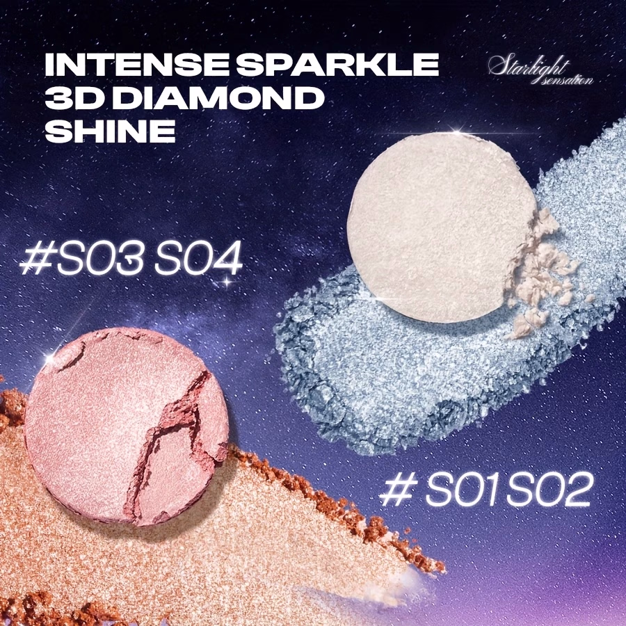 COLORKEY Sparkling Mono Eyeshadow – Metallic & Shimmer Eyeshadow, Waterproof & Sweat-Proof, Highly Pigmented, 8 Glitter Shades with Sparkling Stars, High-Gloss Finish