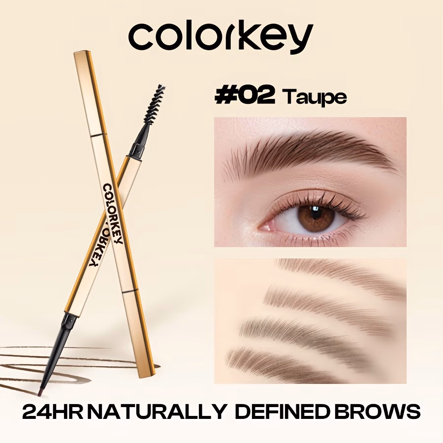 COLORKEY Contour Sketch Eyebrow Pencil – Dual Tip with Brush, Long-Lasting Smudge-Proof Formula, Precise Tip, Brow Shaping, Defined Eyebrows, Even Application, Smooth and Precise, Portable Design