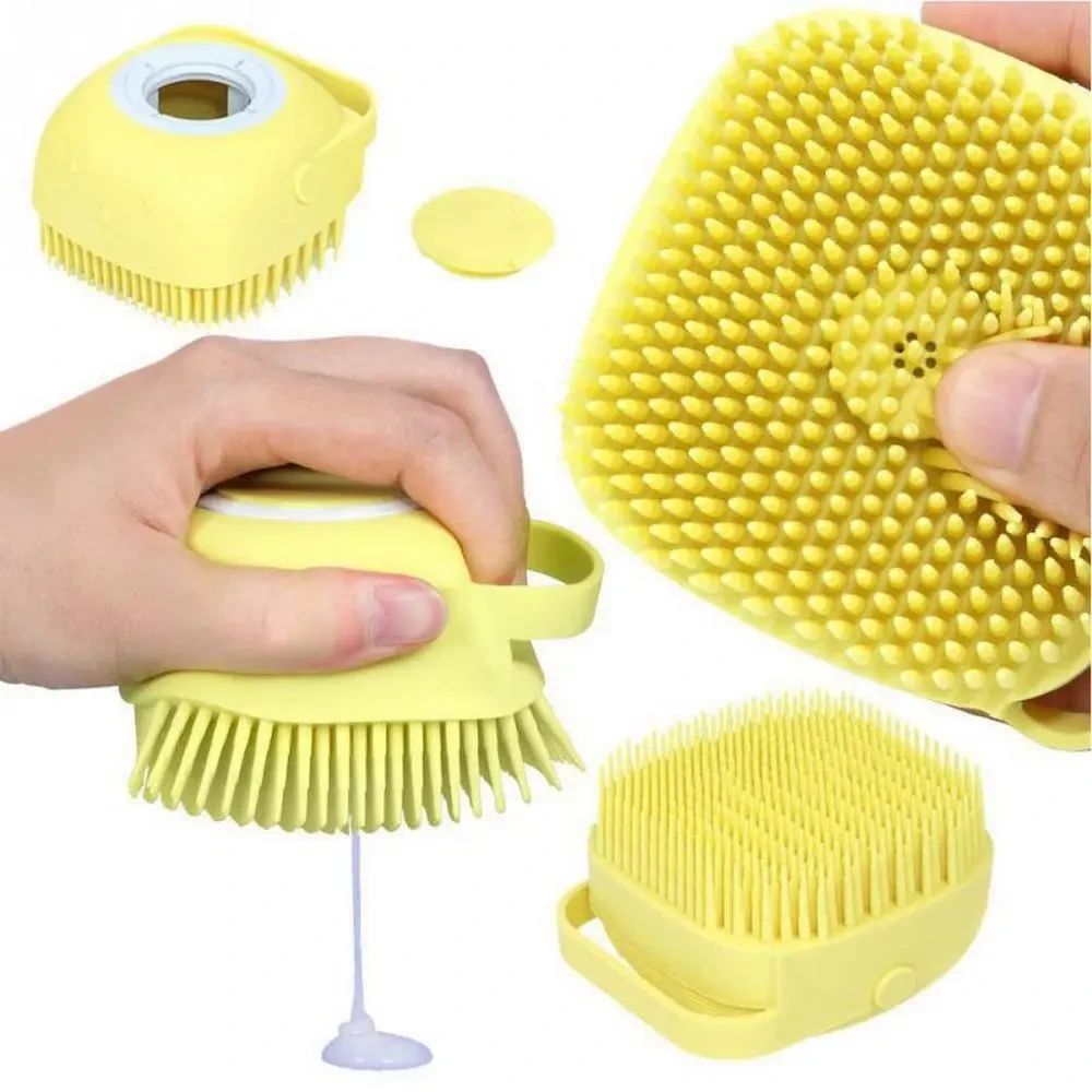 Bath Brush Massage Gloves Soft Safety Silicone Comb Pet Accessories