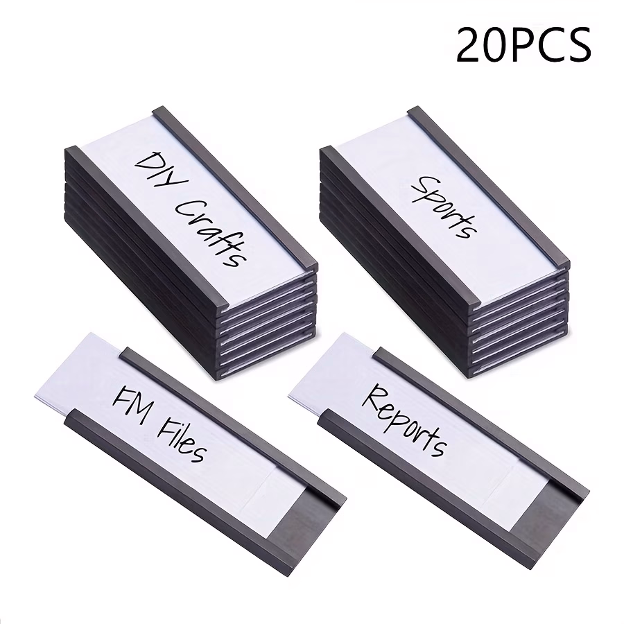 20pcs Magnetic Label Holders – Soft 'C' Shape Office Organizer for Whiteboards & Metal Surfaces