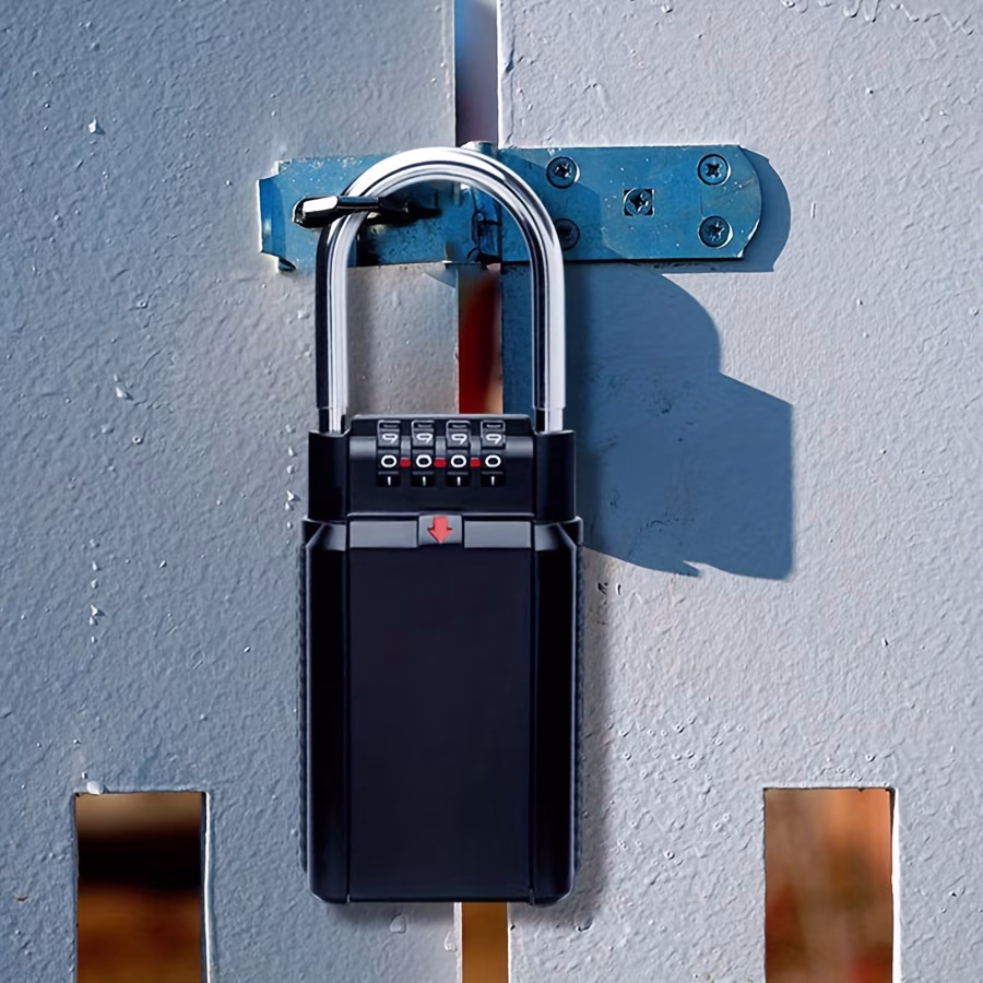 Weatherproof Aluminum Alloy Key Safe Lock Box – 4-Digit Combination Lock for Secure Key Storage