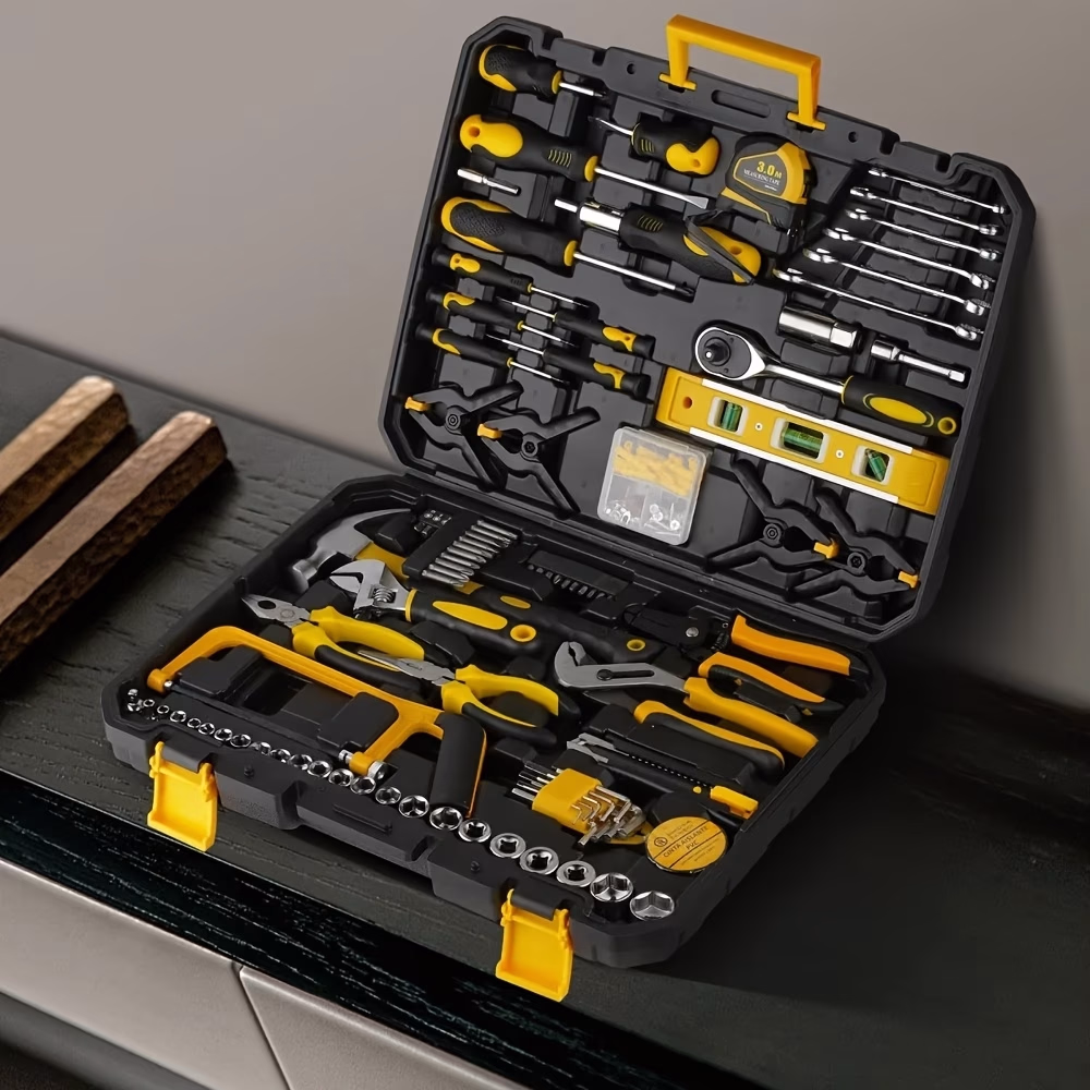 158pcs DIY Household Hand Tool Kit Set – Heavy Duty Tools with Storage Box