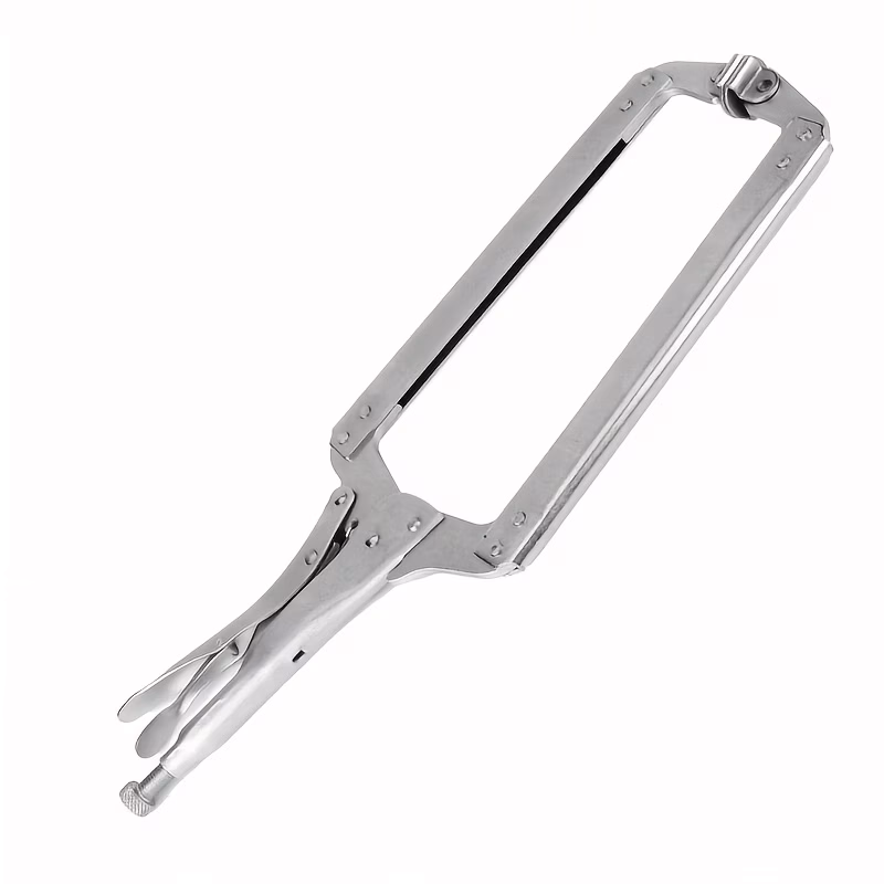 Locking Pliers C-Clamp with Large Swivel Pads – Grip Handle Welding Clamp for Woodworking and More
