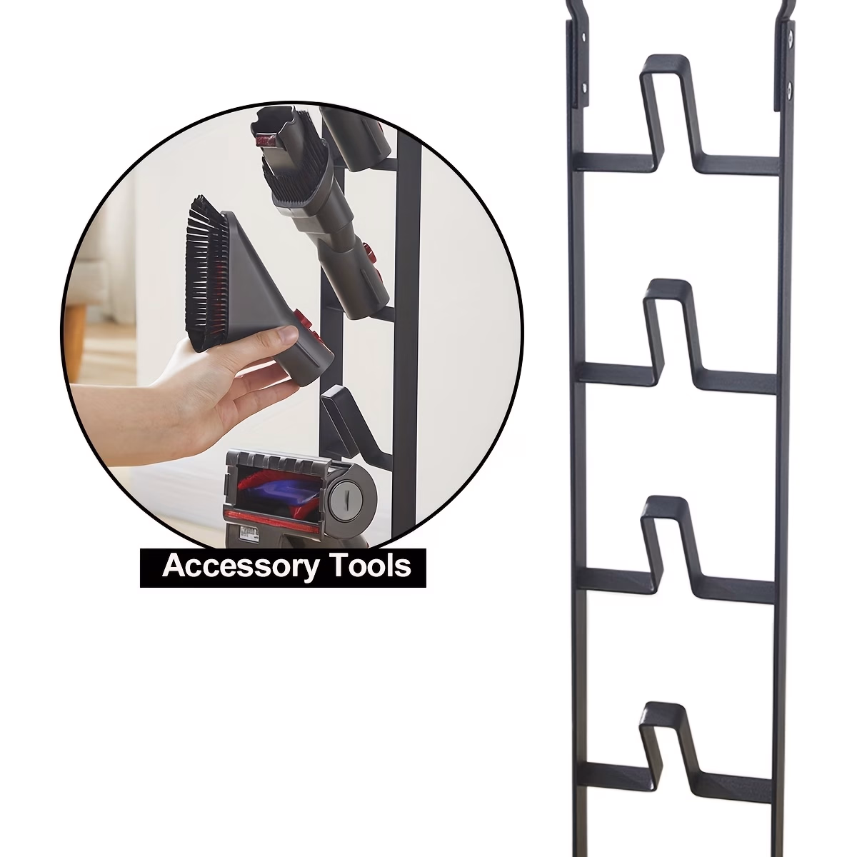 Steel Vacuum Cleaner Storage Rack – No-Drill Freestanding Organizer with Hooks & Shelves