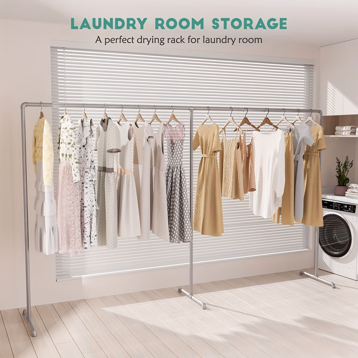 Heavy-Duty Industrial Freestanding Clothing Rack – Durable Pipe Frame Garment Organizer