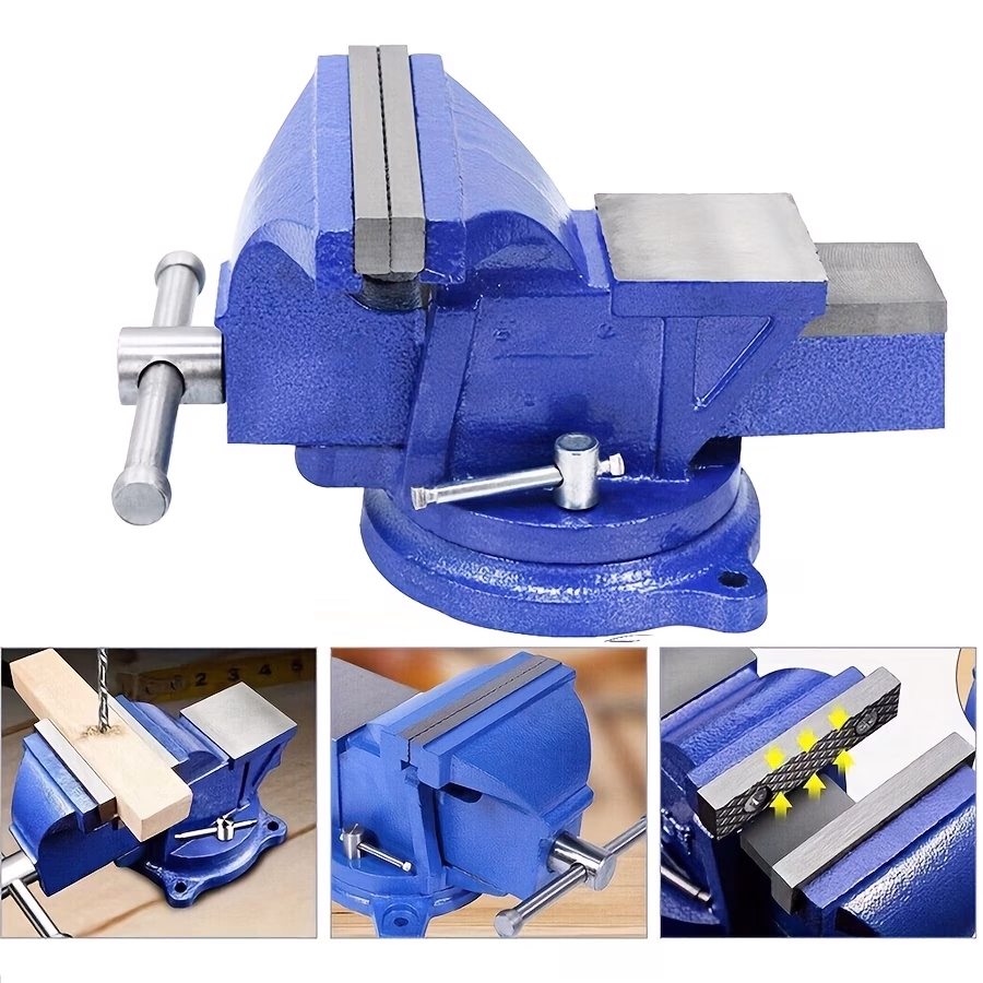 4-Inch Robust Bench Vice – Cast Iron with 100mm Gripping Capacity and Screw Winding Mechanism