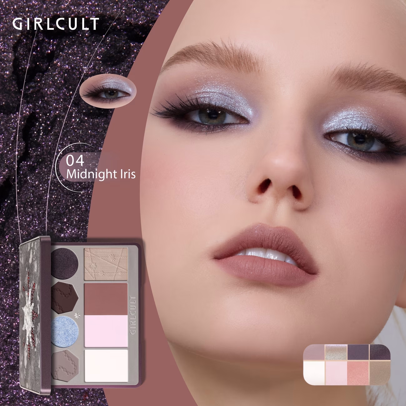 GIRLCULT Blue-violet Shimmer Eyeshadow – Smoky, Shimmering, and Contouring Eye Makeup Kit