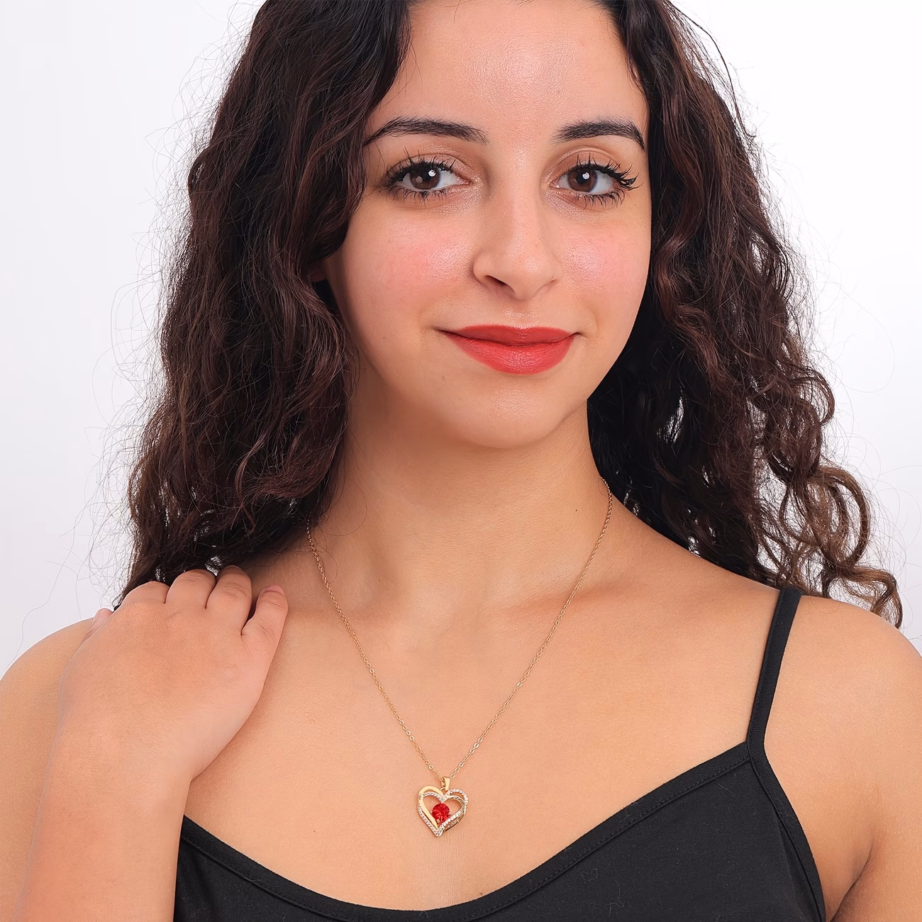 925 Silver Love Red Synthetic Zirconia Ladies Necklace – Elegant Fashion Necklace