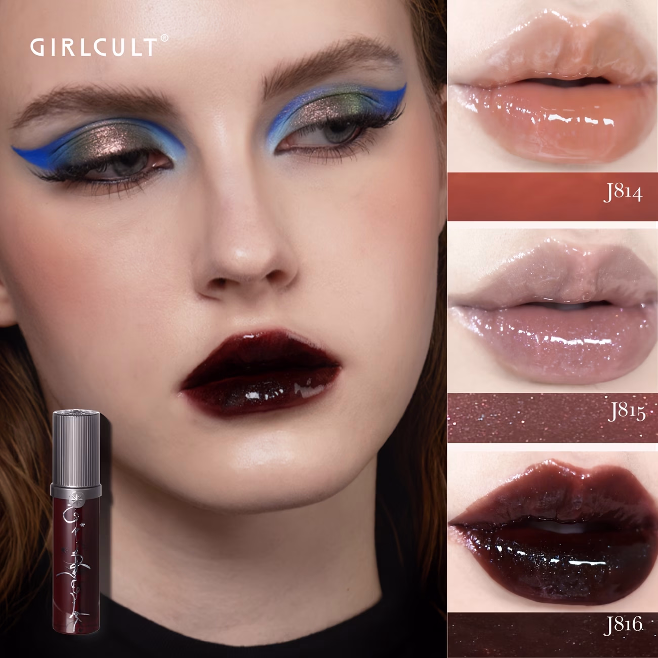 GIRLCULT Rose Black Red Blue Shimmer Lip Gloss – Mysterious, Sophisticated Lip Gloss for Hydrating, Shimmering Lips