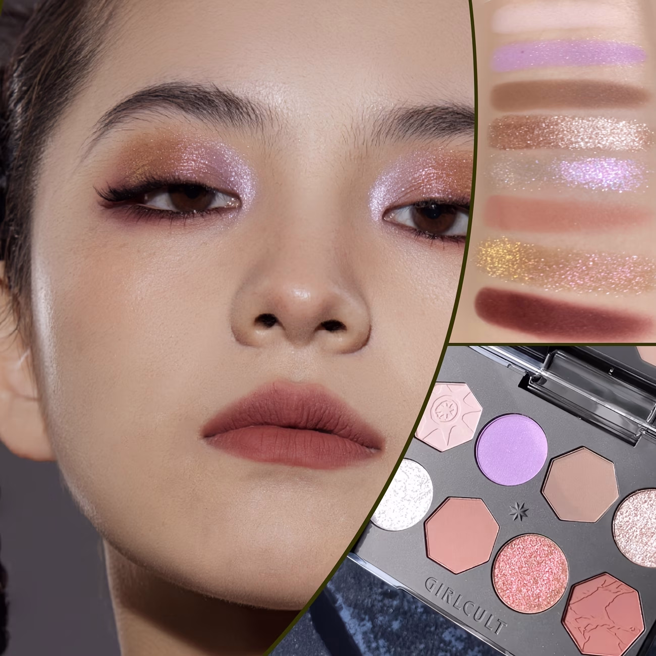 GIRLCULT Golden-purple Sequin Eyeshadow – Matte, Pearlescent, and Sequined Textures for a Multi-dimensional Eye Look