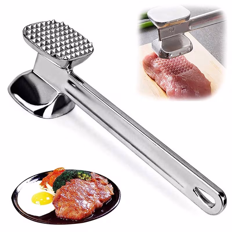 Premium Stainless Steel Meat Tenderizer Hammer – Heavy-Duty Double-Sided Kitchen Tool