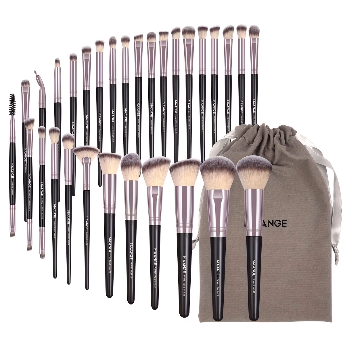MAANGE 30pcs Premium Professional Makeup Brush Set with Pouch – Complete Brush Set for Flawless Application