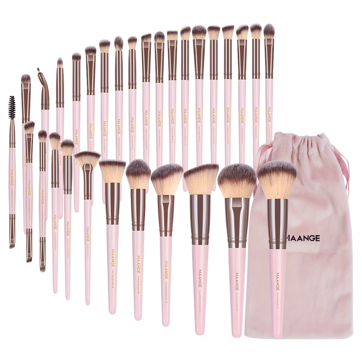 MAANGE 30pcs Premium Professional Makeup Brush Set with Pouch – Complete Brush Set for Flawless Application