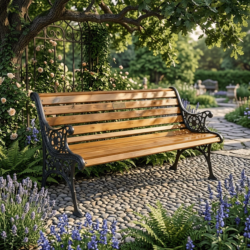 126cm Classic Garden Bench – Cast Iron Style Legs and Wood End Slats