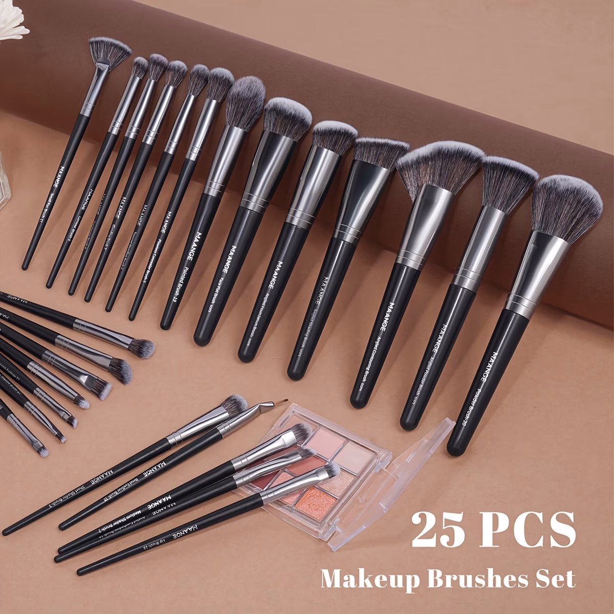 MAANGE 25pcs Makeup Brushes Set, 7pcs Beauty Sponges & 5pcs Dual-Use Air Cushions – Complete Makeup Tools Set for Professional Application
